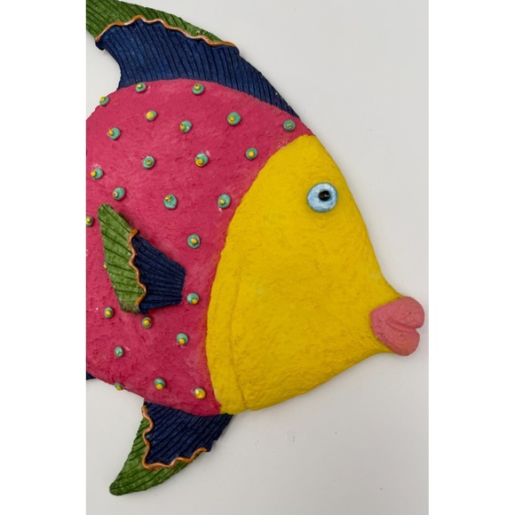 2 Pc Vtg Neon Resin Fish Wall Hangings Decor Fun Retro Tropical Ocean Beach - Picture 10 of 12